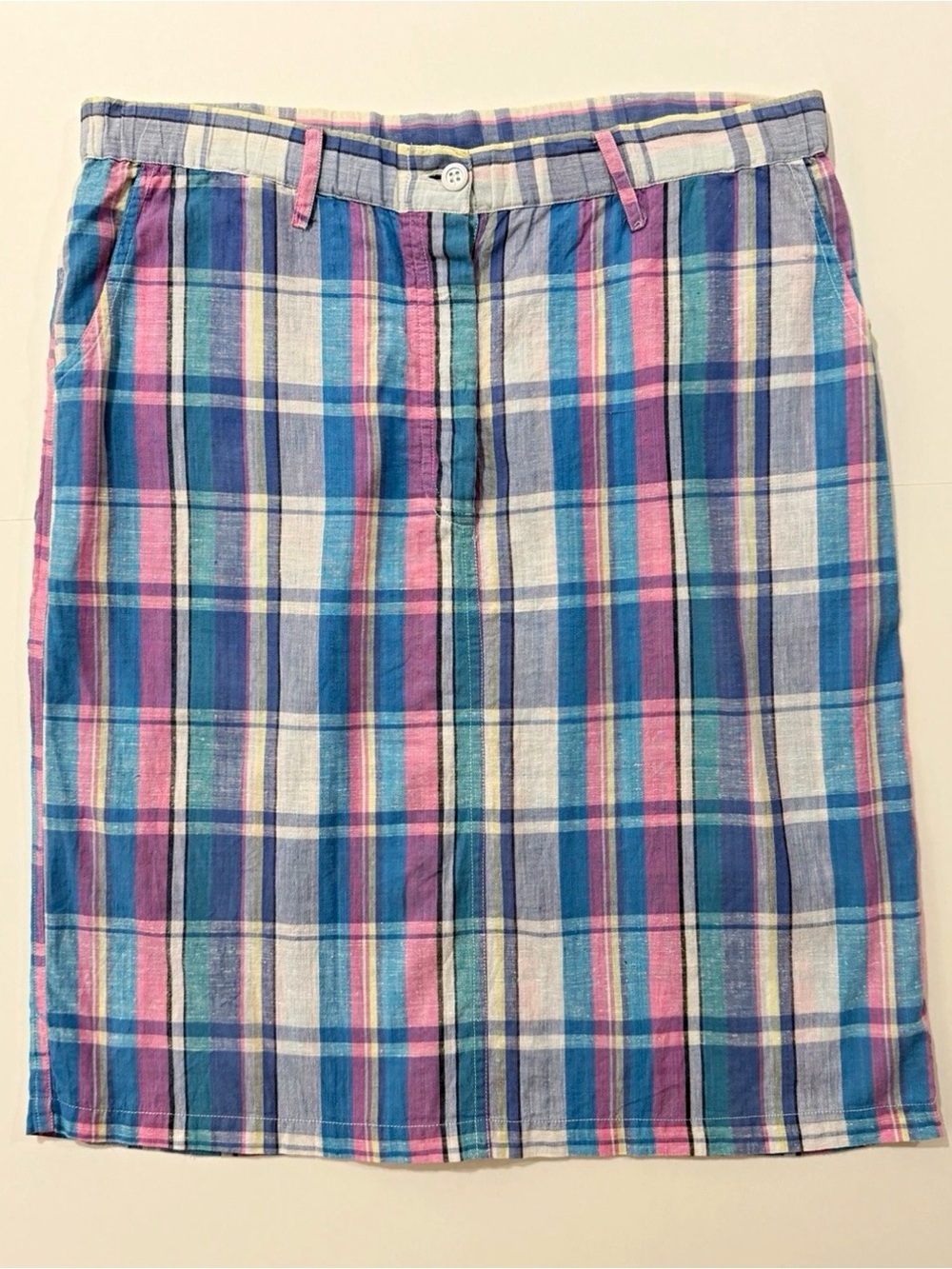 Vintage Madras Plaid Skirt 100% Cotton Made in Nepal
